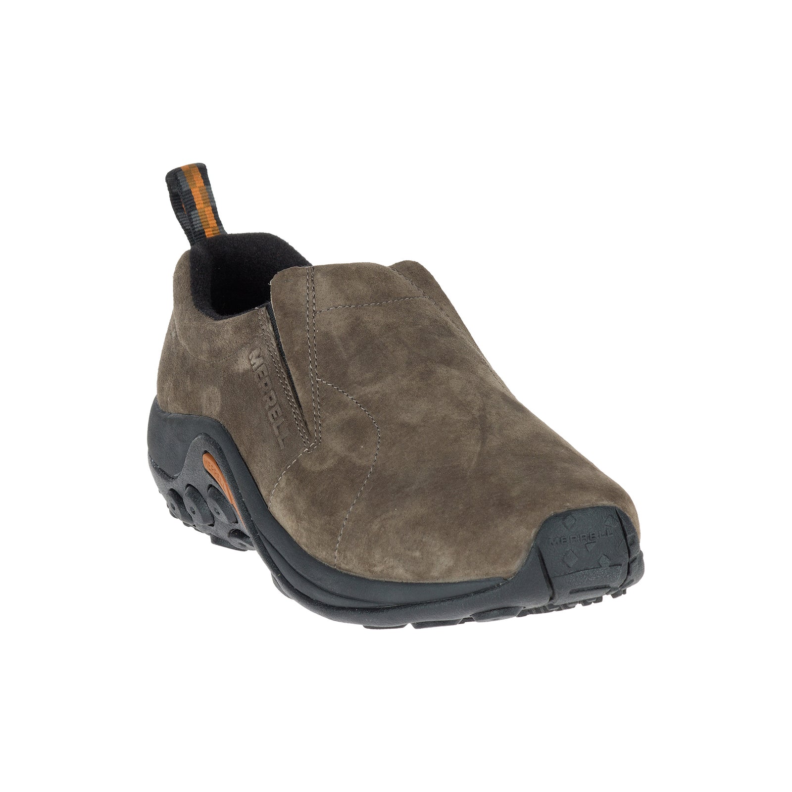 merrell jungle moc slip on shoe mens three quarter view in brown