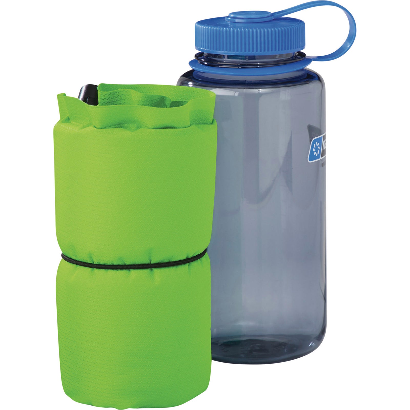 the lite seat rolled up and next to a 1 liter bottle for comparison. It's about the same size