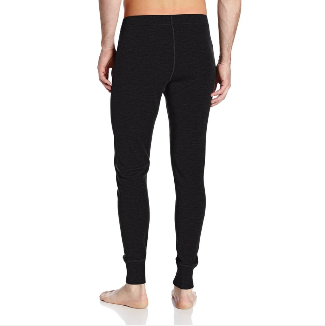minus33 men's midweight wool bottoms in black on model back view