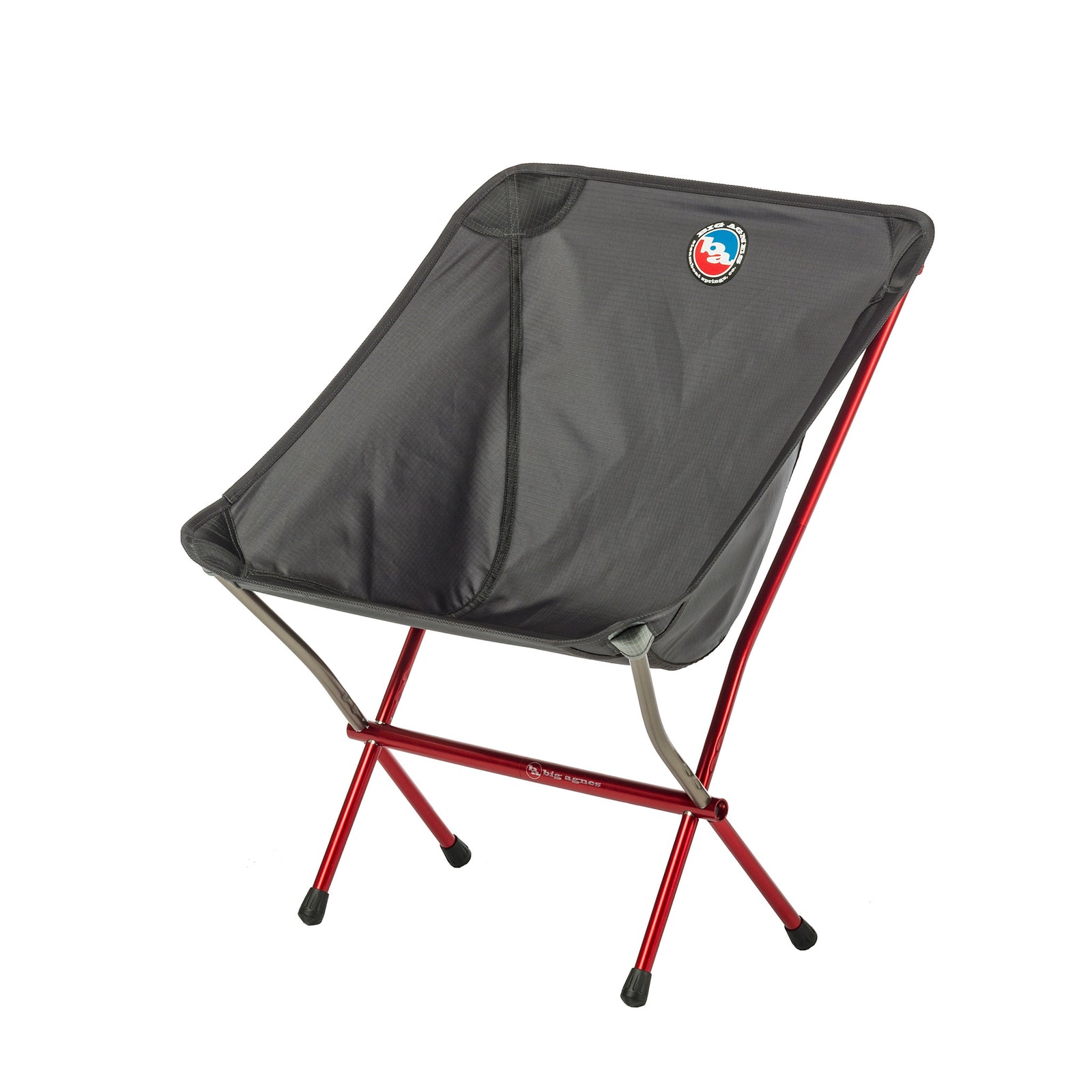 Asphalt color camp chair assembled, front view
