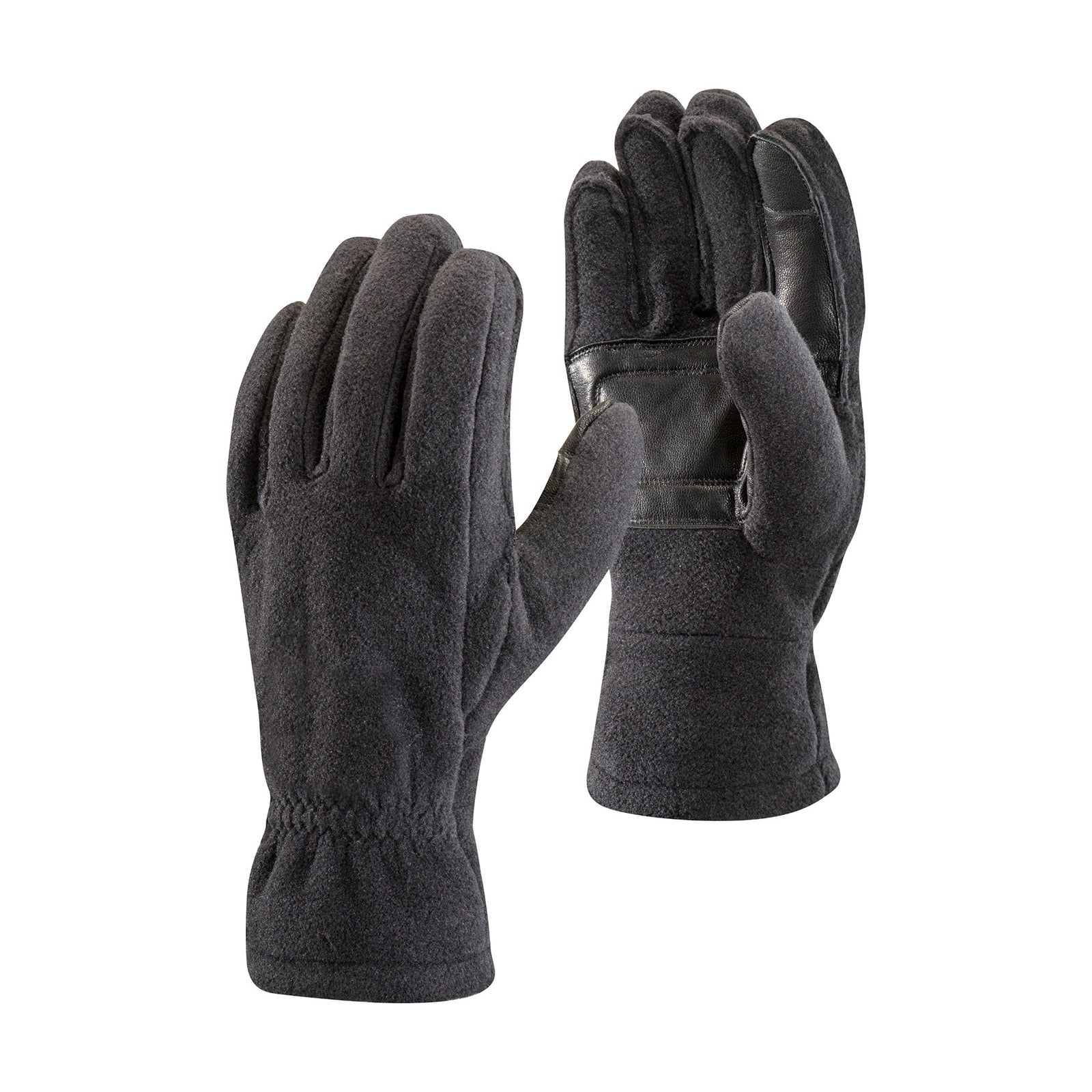 a pair of black fleece gloves
