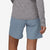 patagonia womens 7 inch quandary shorts in light plume grey, back view on a model