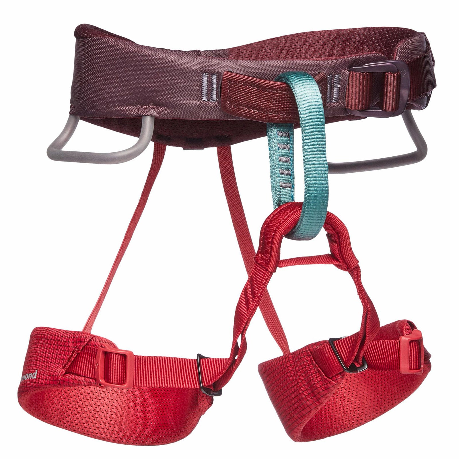 a red kid's climbing harness