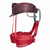 a side view of a red kid's climbing harness