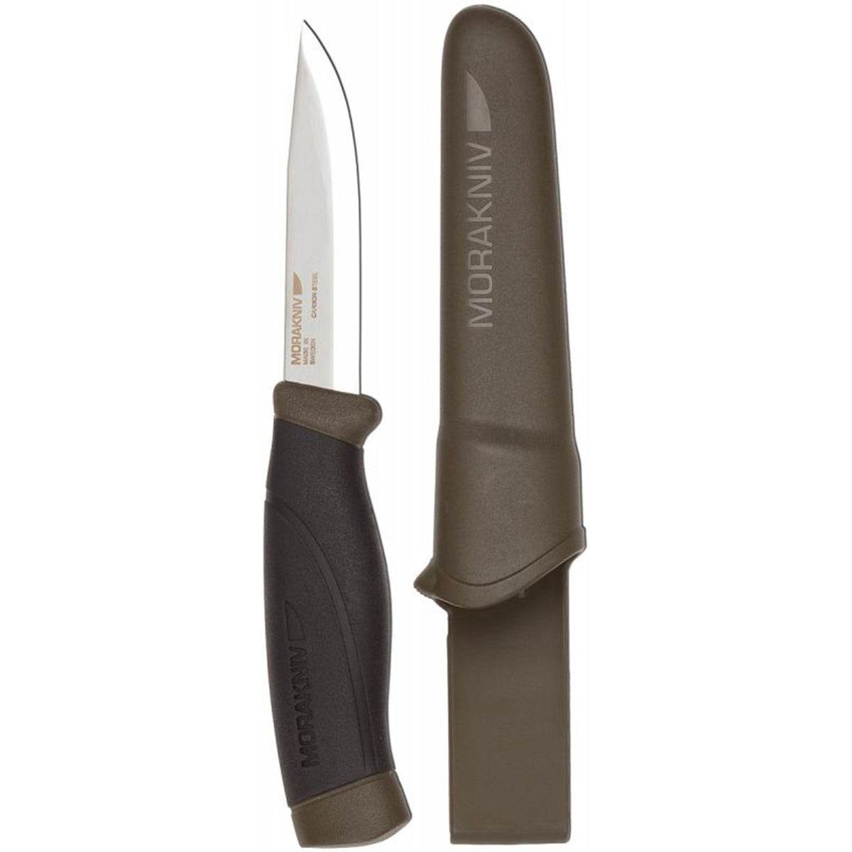 the companion knife is shown next to it&#39;s protective sheath