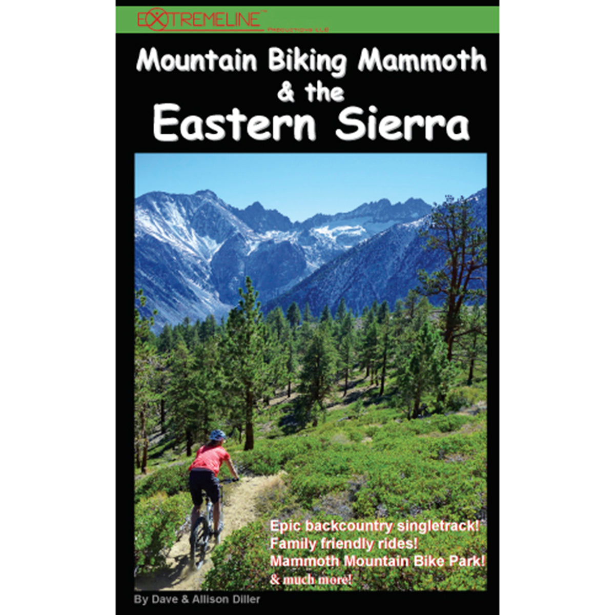 A person rides down the logging flat trail on the cover of the eastern sierra and mammoth mountain biking book