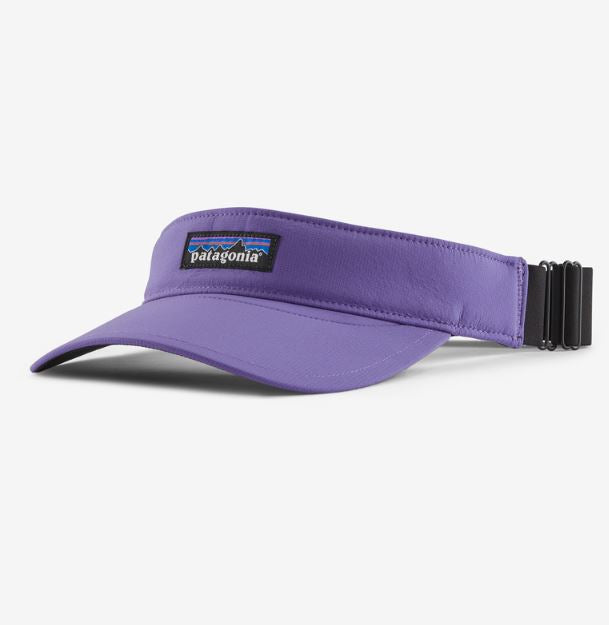 A photo of the patagonia airshed visor in the color perennial purple, front view