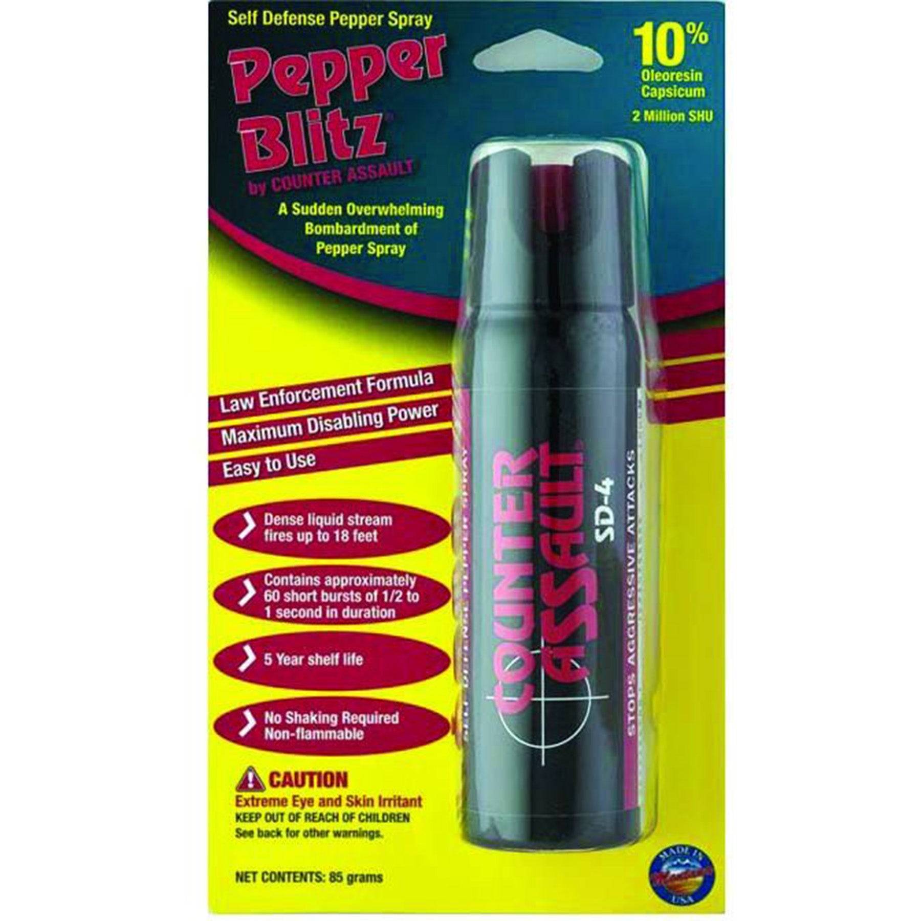 The 85 gram package of pepper spray