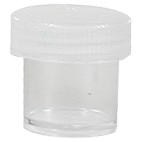 a terrible photo of a 1 ounce poly jar and lid