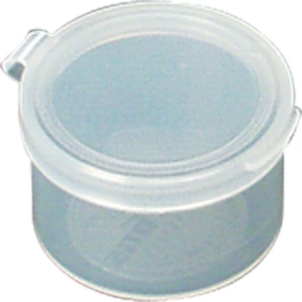 the 3/4 ounce flip-lid translucent vial with the lid shut