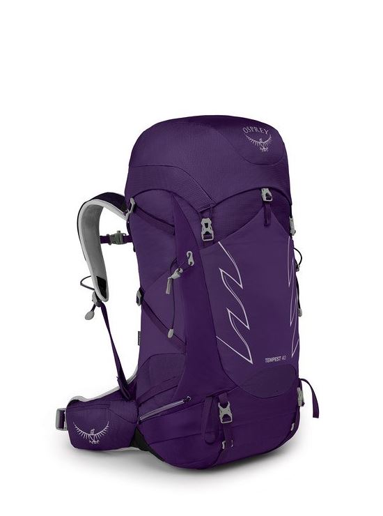 osprey tempest 40 pack in violac purple, front view