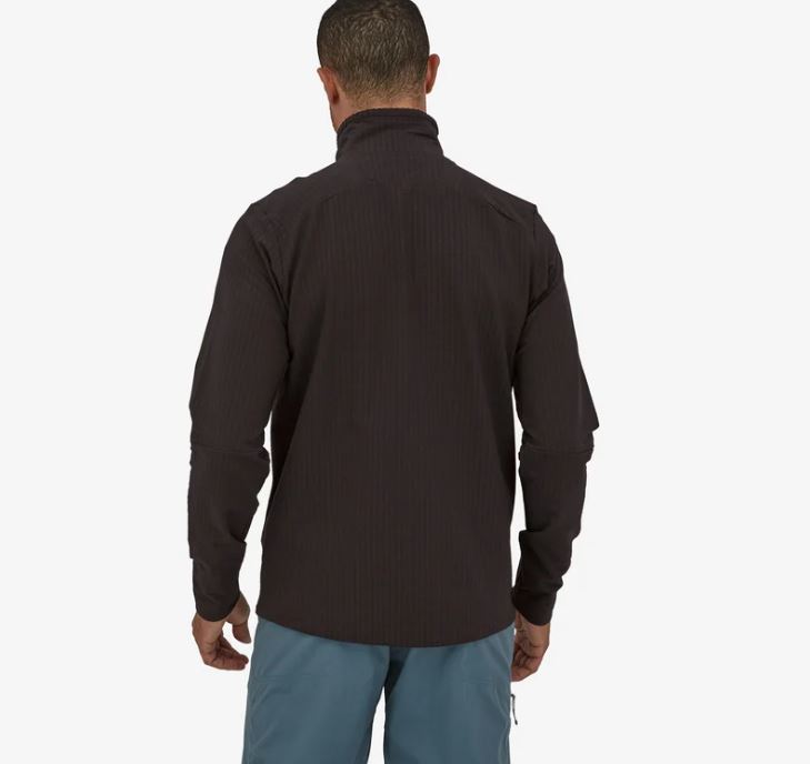 back of jacket on model