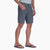 kuhl hiking shorts mens on model three quarter view in color blue grey
