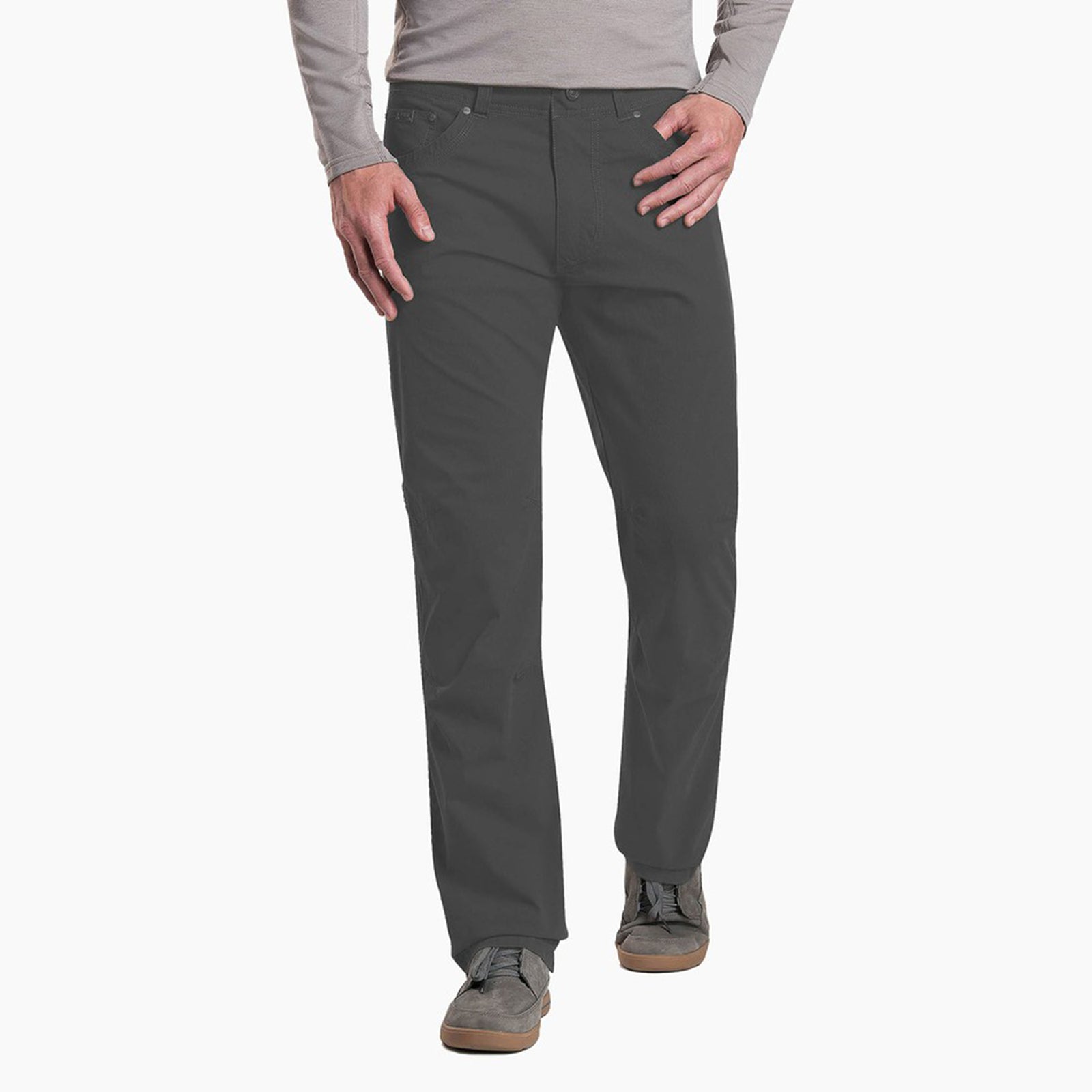 kuhl revolvr pants mens on model front view in color dark grey