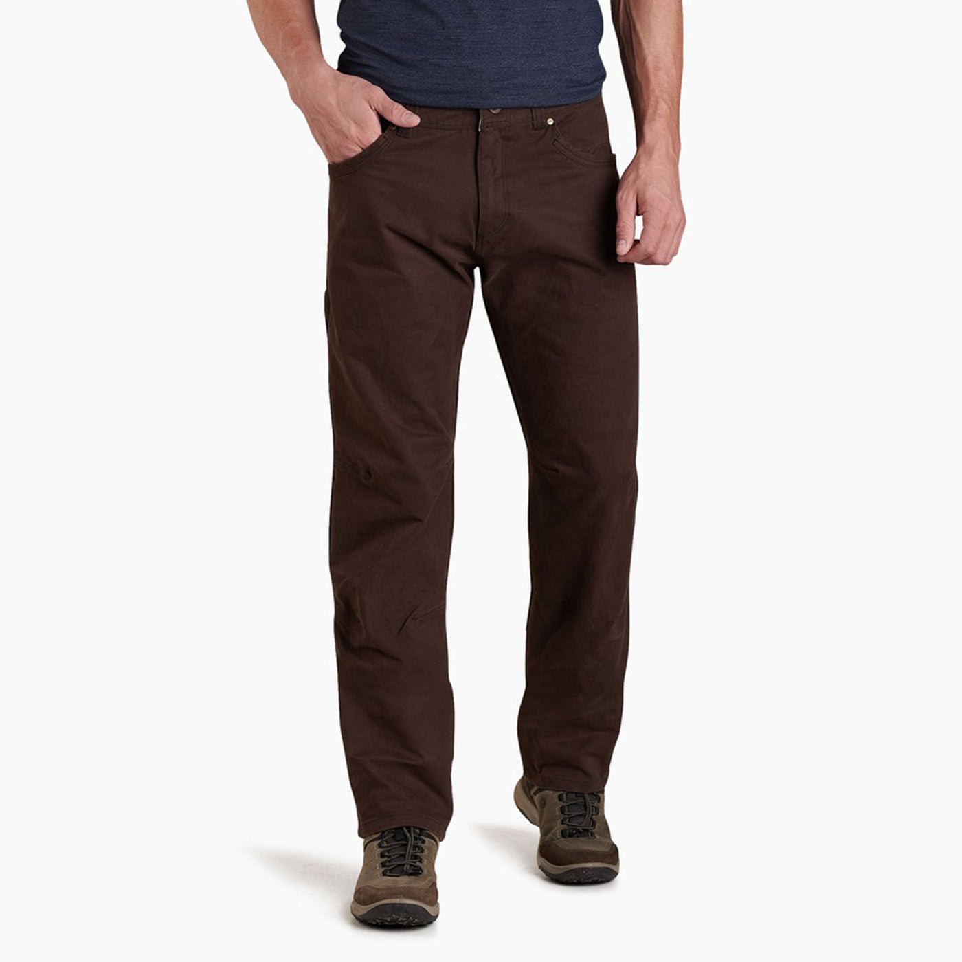 kuhl rydr pant mens on model front view in color brown 