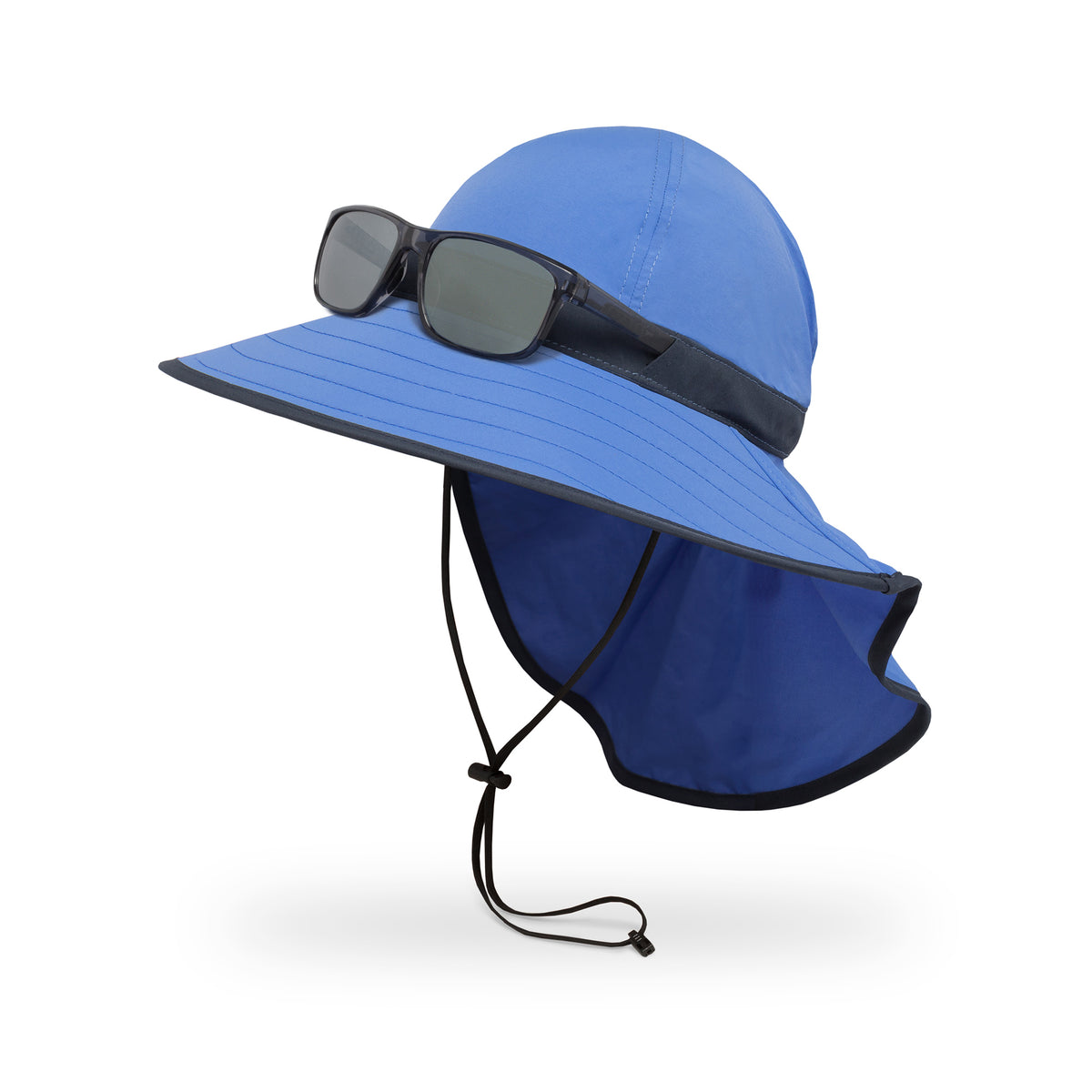 sunday afternoons shade goddess hat in purple larkspur sunglasses view