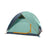 kelty tallboy 4 person tent with fly on and door closed in color teal with orange accents
