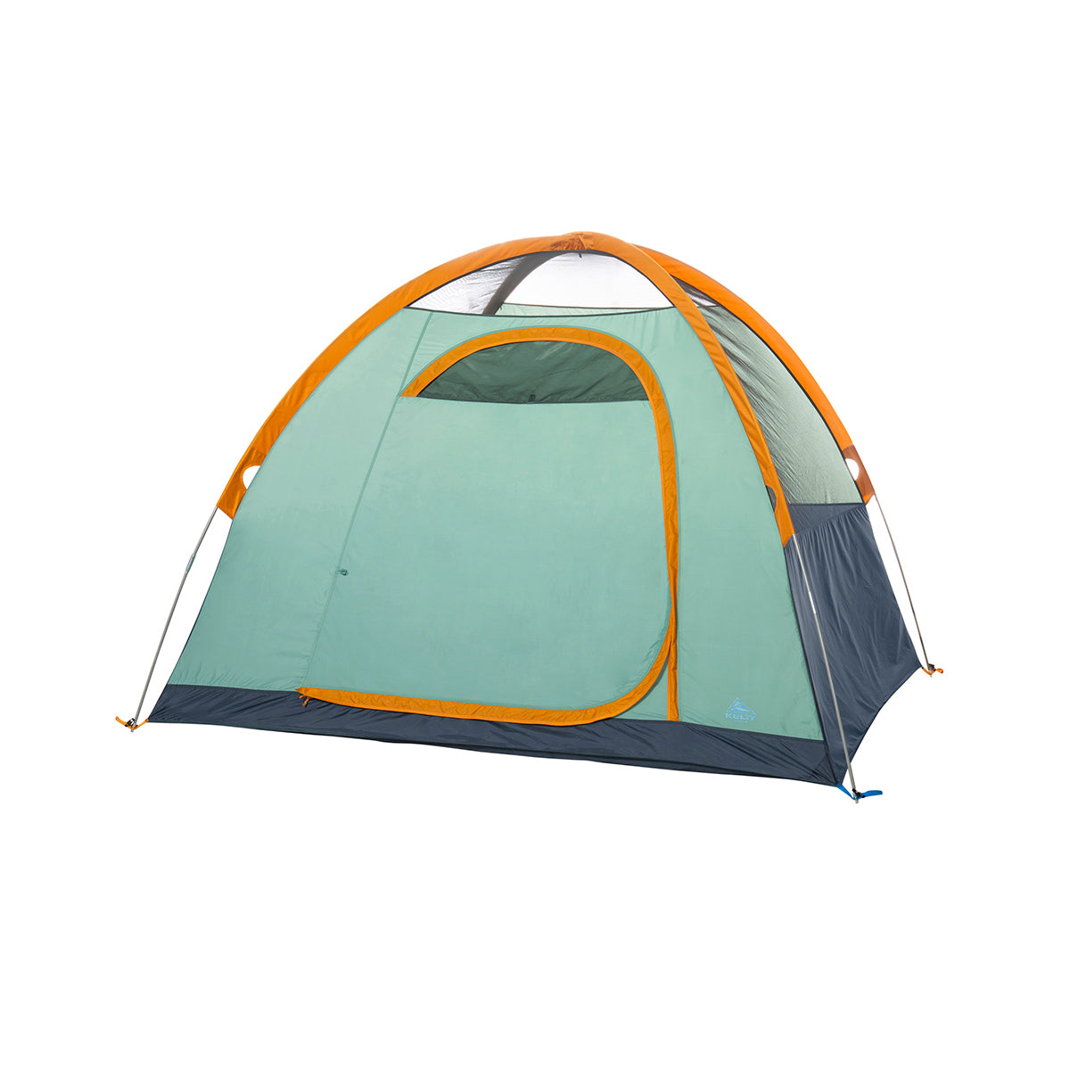 kelty tallboy 4 person tent no fly front view in color light teal with orange accents