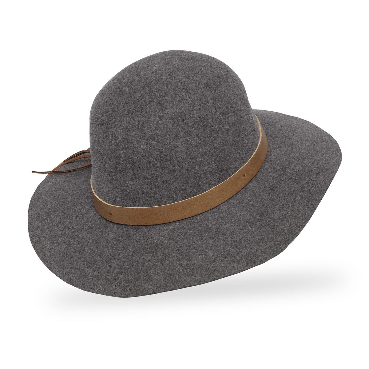 taylor hat in gray color with leather band in brown