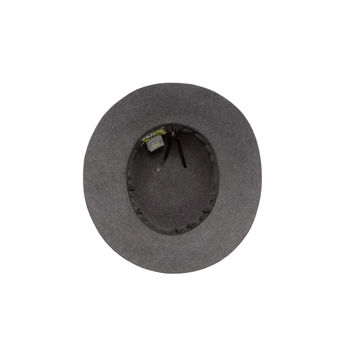 a detail of the inside of the taylor hat, in gray