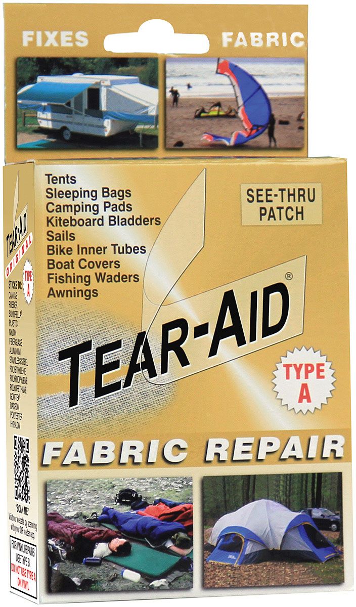 tear-aid type a fabric repair kit for tents, sleeping pads, awnings, bike tubes, etc
