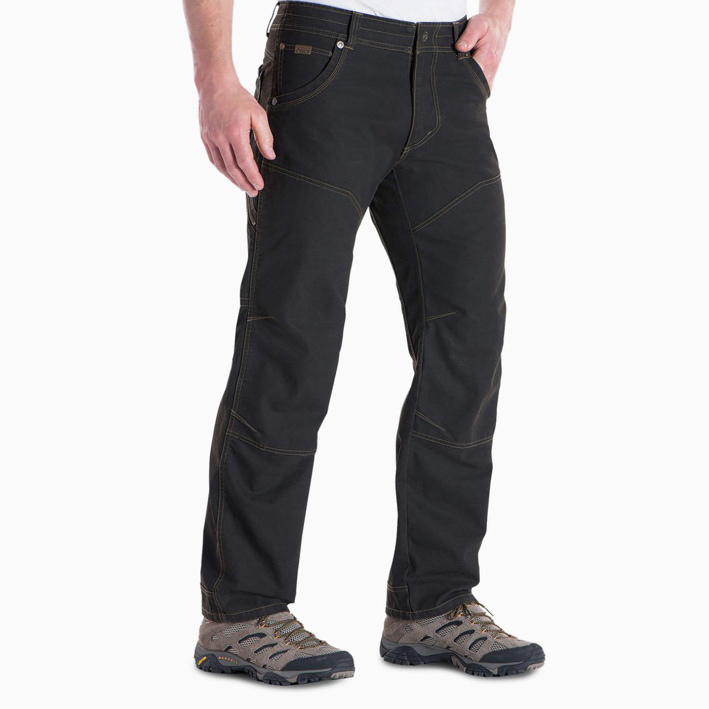kuhl the law pants mens on model front view in color black