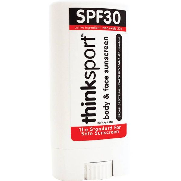 thinksport SPF30 body and face sunscreen stick, zinc oxide 20%
