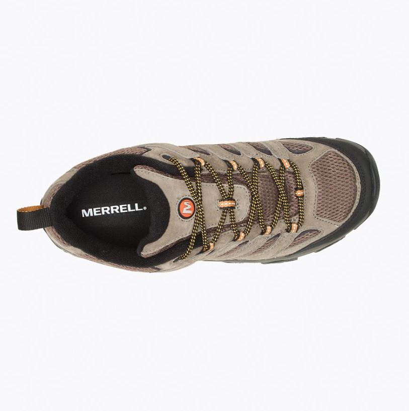 merrell mens moab 3 low vent wide width in walnut, top view