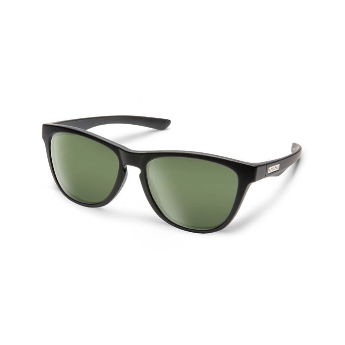 suncloud topsail sunglasses in matte black with gray green lenses