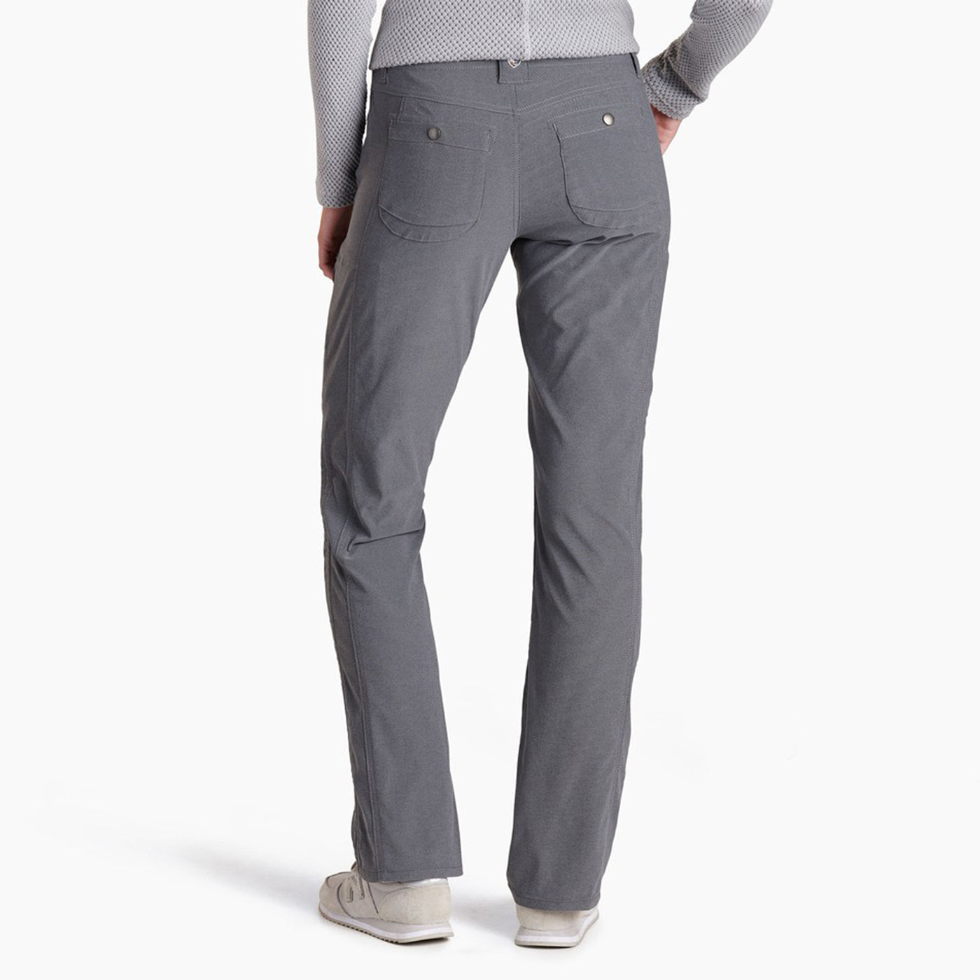 kuhl hiking pant womens back view on model in color dark grey