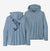 a photo of the patagonia mens capilene cool daily hoody graphic relaxed fit in the color upstream steelhead: steam blue x dye, front and back view