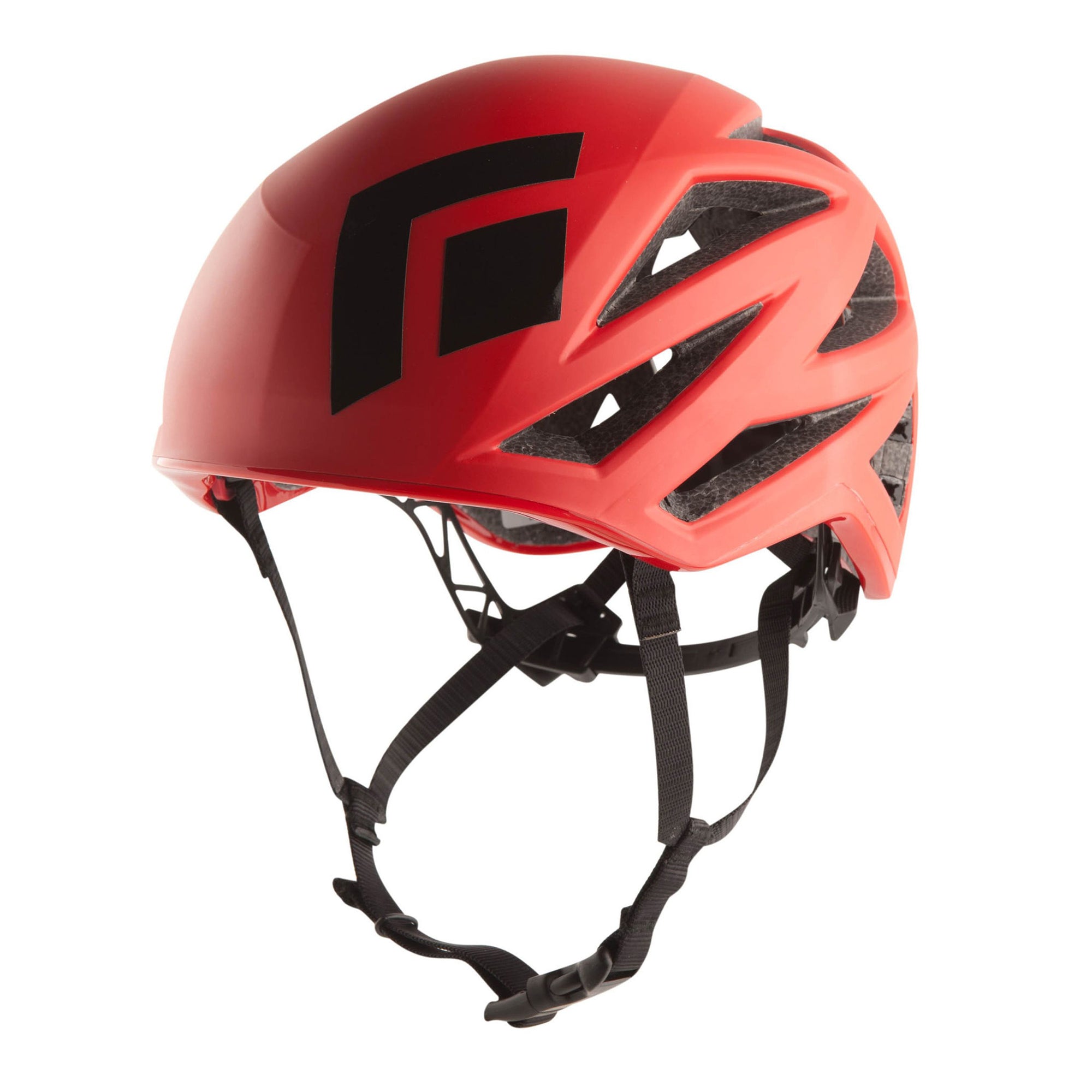 red helmet with straps and adjustment bar