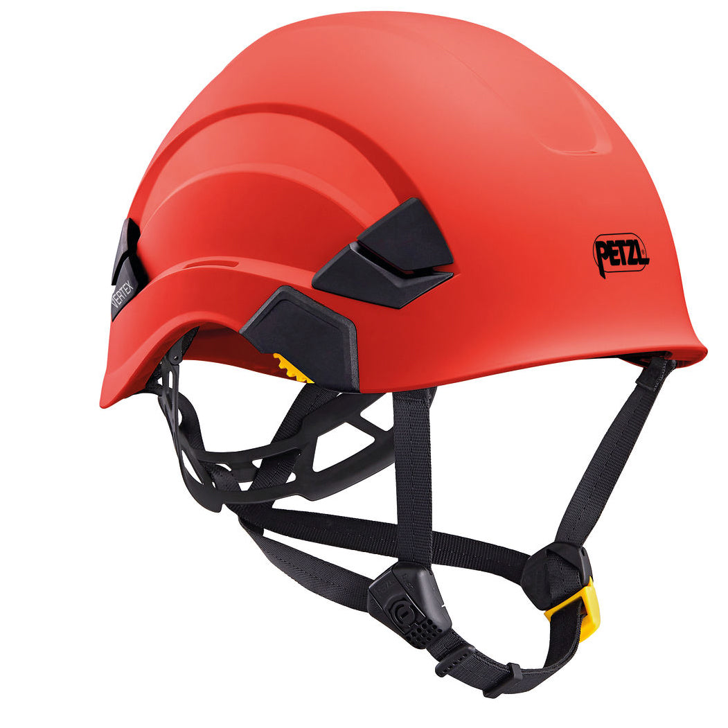 the petzl vertex vent helmet in red, front view