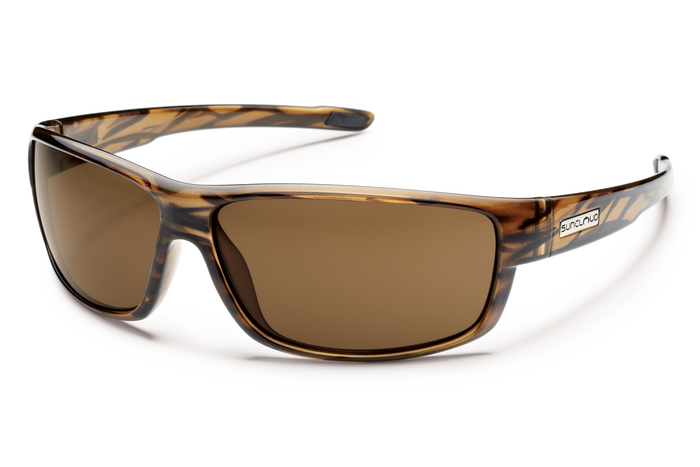 suncloud voucher sunglasses in brown stripe with brown polarized lenses