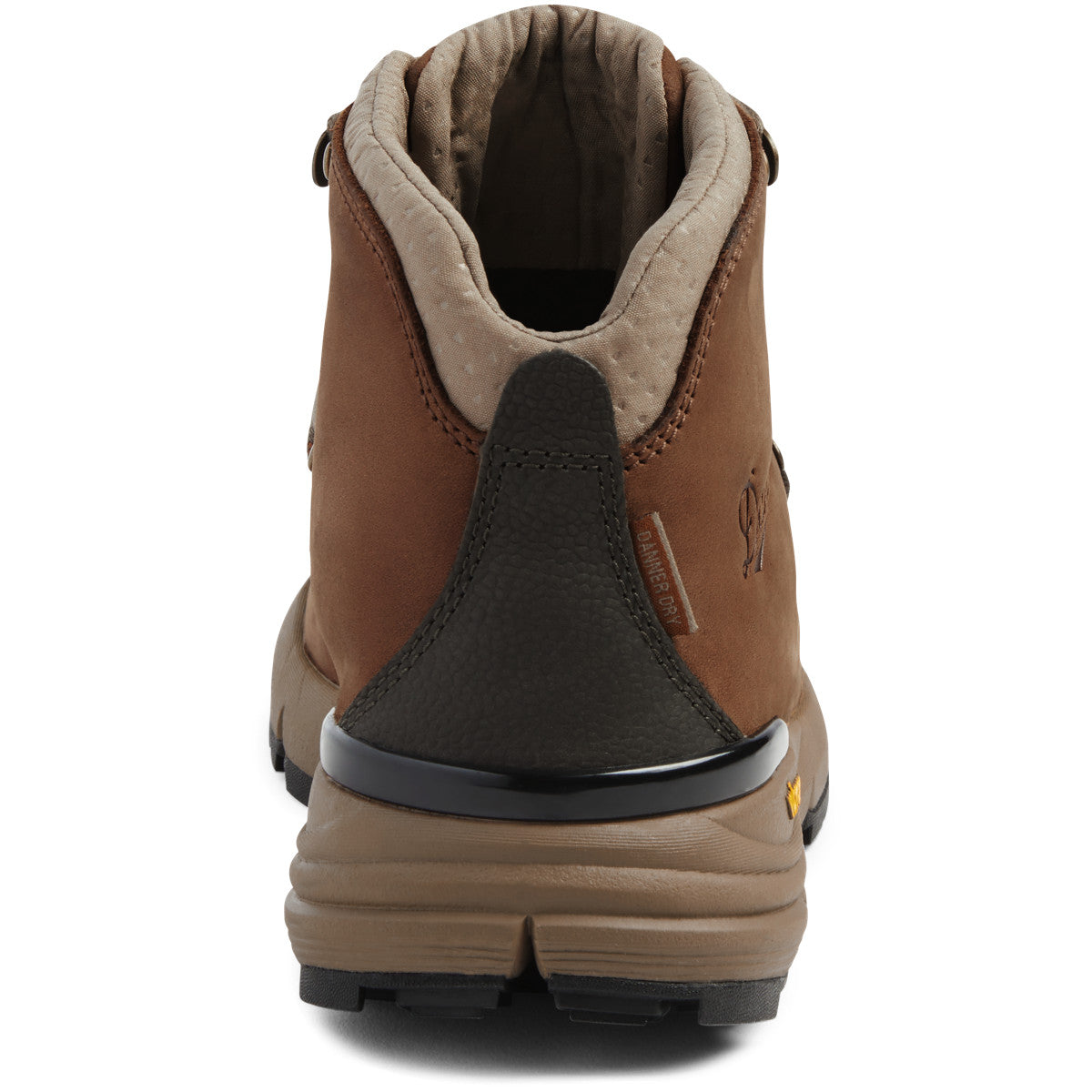 a photo of the women's danner mountain 600 in rich brown, view of the heel